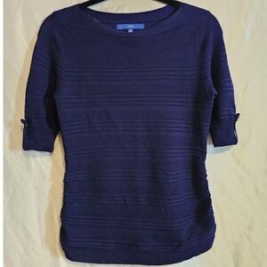 Apt. 9 Knit Rayon Blend Top with Elastic sides Dark Blue Women's Size Xsmall